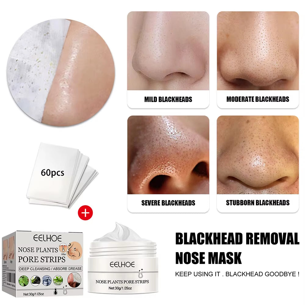 Dropshipping Nose Blackhead Remover 60Pcs Stickers Nose Mask Pore Strip Blackhead Peeling Mask Deep Cleansing Skin Care