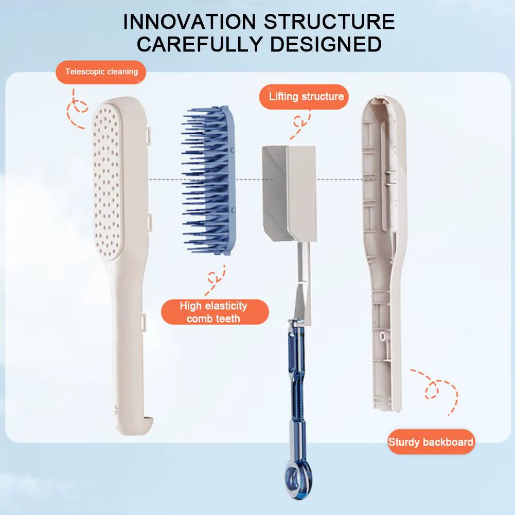 Retractable Comb Self-Cleaning Hair Brush