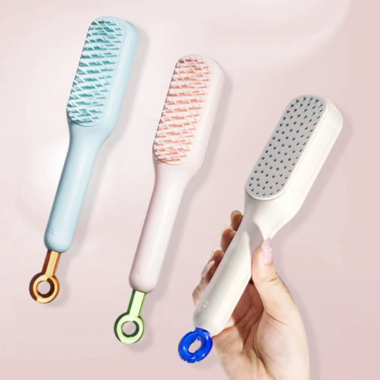 Retractable Comb Self-Cleaning Hair Brush