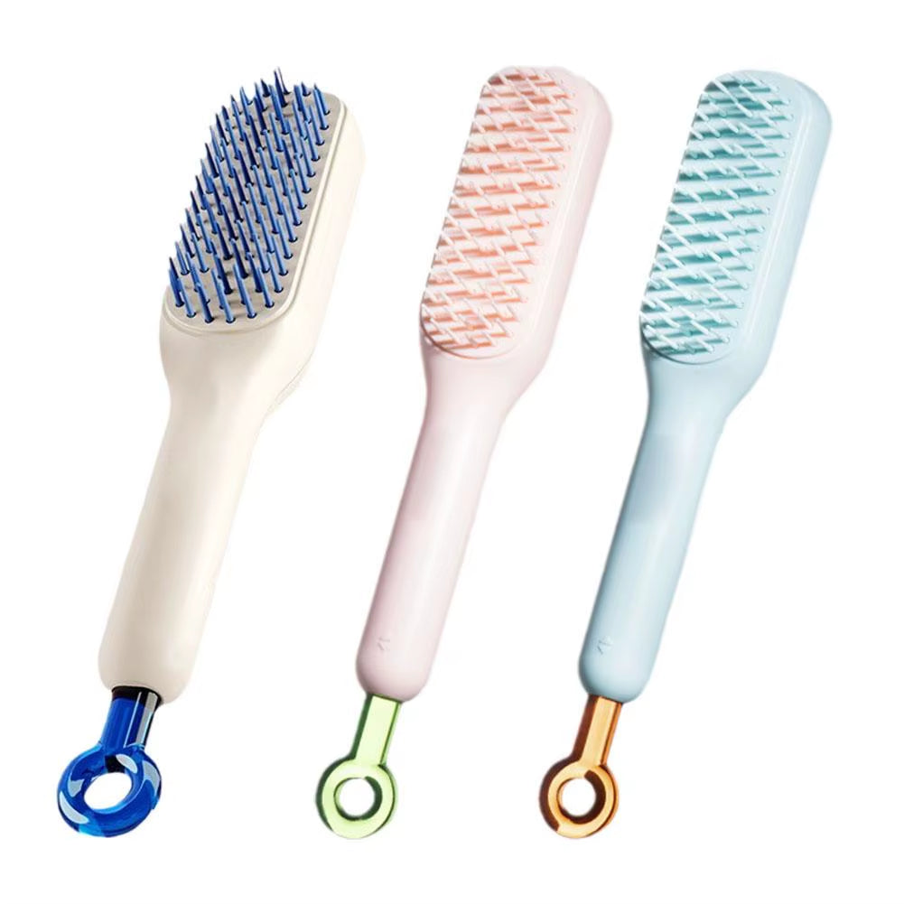 Retractable Comb Self-Cleaning Hair Brush